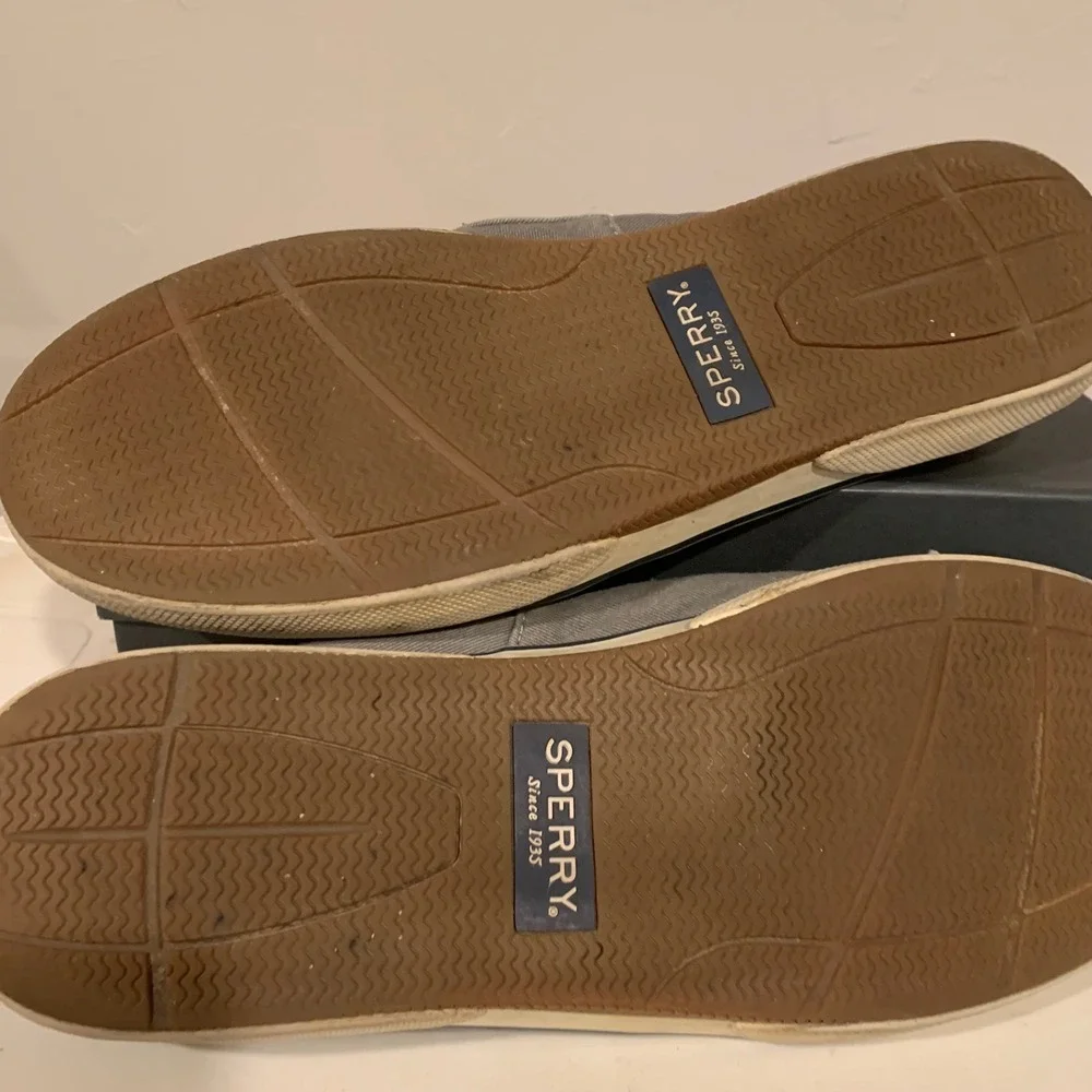 Sperry Boat Shoes Men 11.5M Grey Good Canvas Nautical Slip On Sneakers 0772830